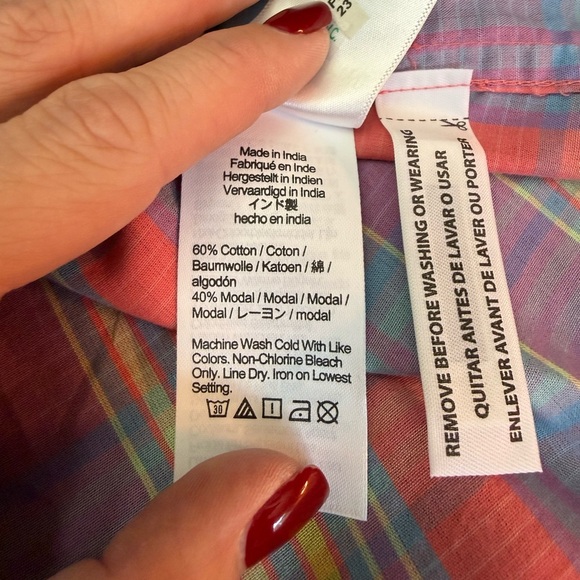 J. Crew Madras Plaid Shirt and Short Set L - Picture 7 of 14